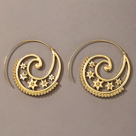 lolas_boutique_ Jewelry - Boho gold swirl gold earrings stars bohemian gypsy